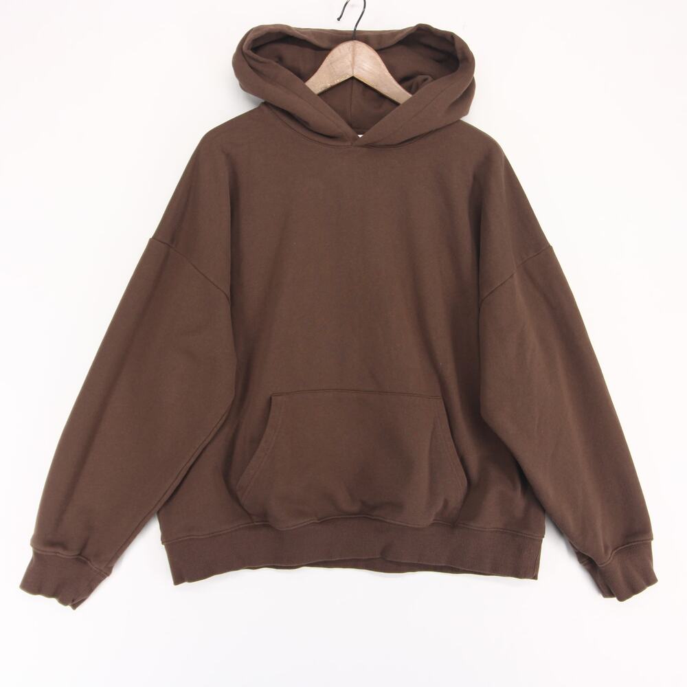 Things Between Hoodie Womens L Brown Graphic Happy To Be Here Oversized Puff